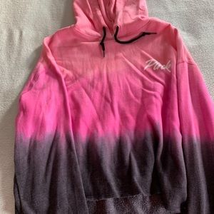 PINK hooded cropped tie dye sweatshirt